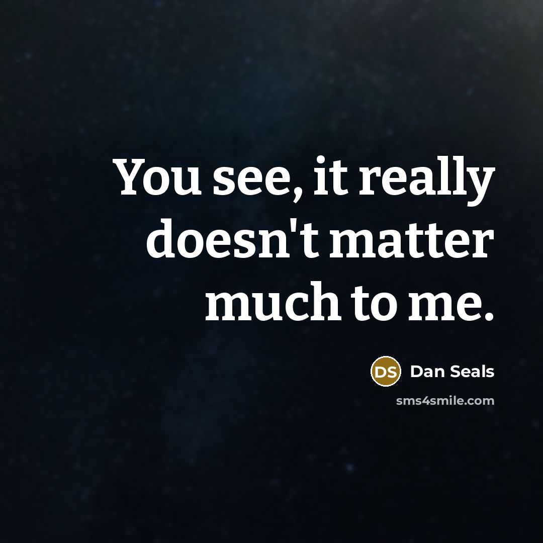 “You see, it really doesn't matter much to me.” quote by Dan Seals