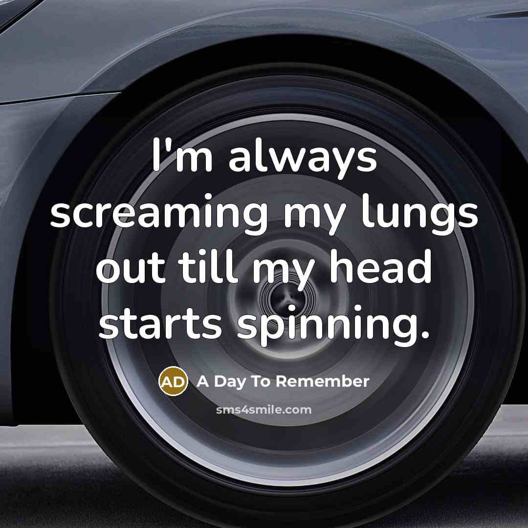 “I'm always screaming my lungs out till my head starts spinning.” quote by A Day To Remember
