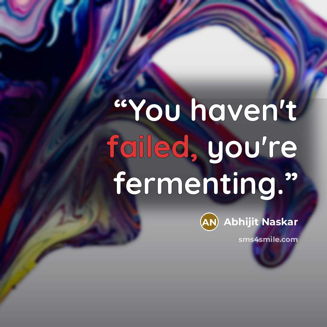 “You haven't failed, you're fermenting.” quote by Abhijit Naskar