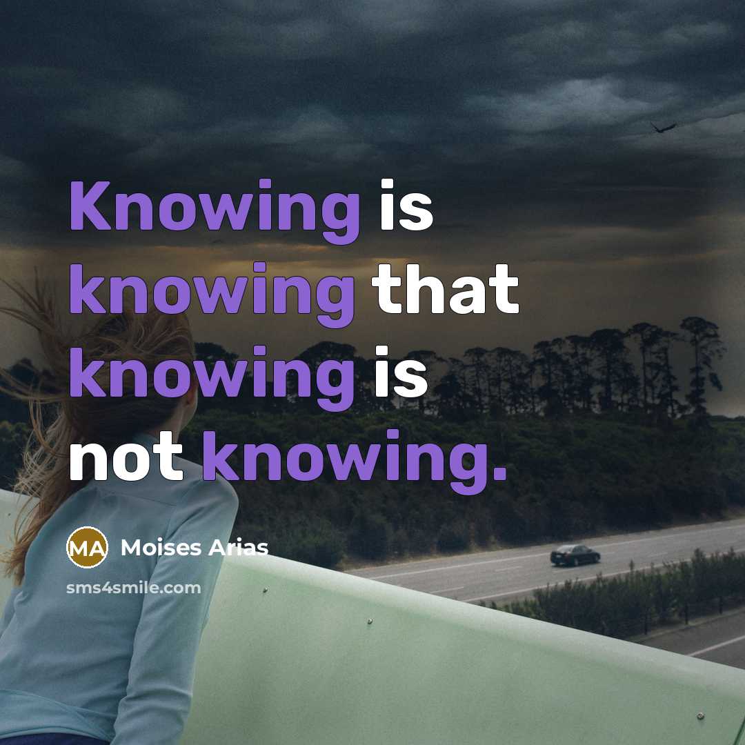 “Knowing is knowing that knowing is not knowing.” quote by Moises Arias