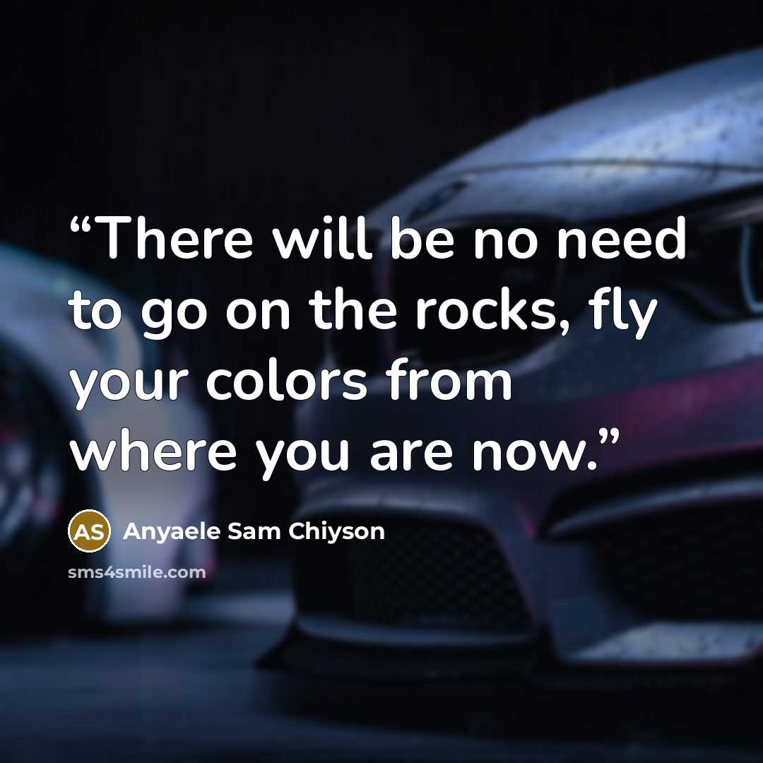 “There will be no need to go on the rocks, fly your colors from where you are now.” quote by Anyaele Sam Chiyson