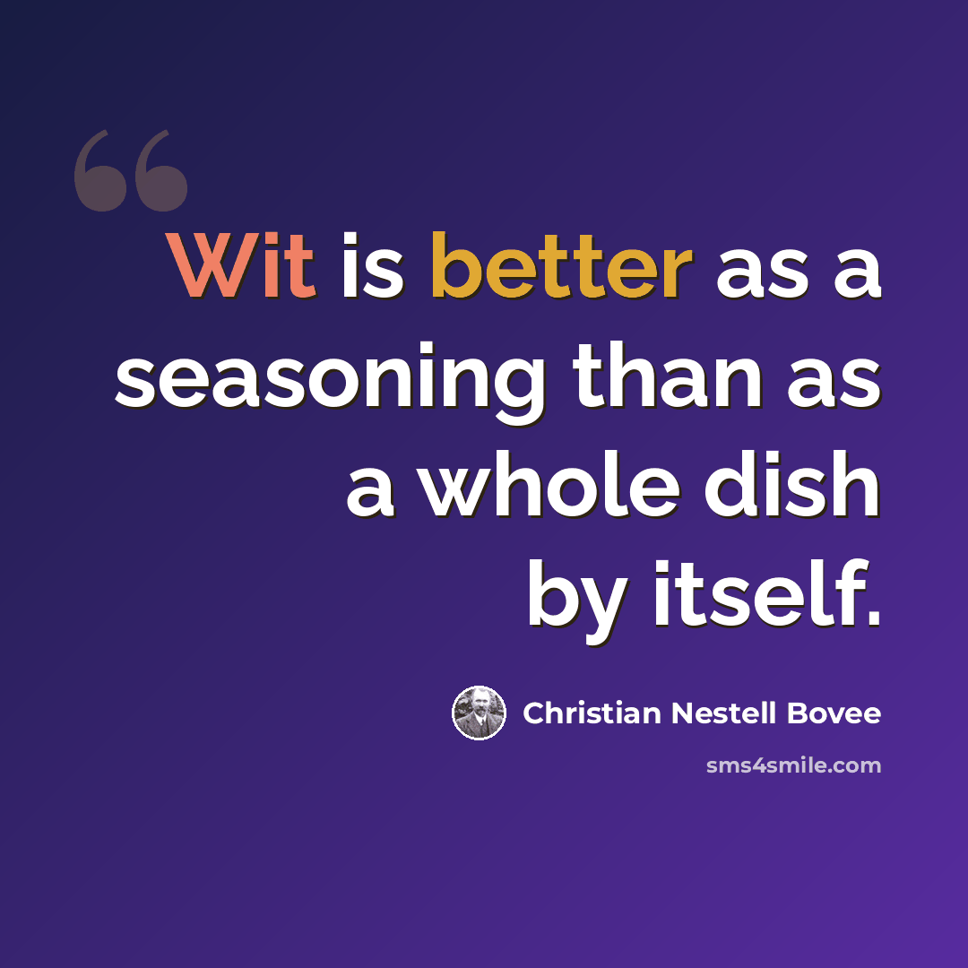 “Wit is better as a seasoning than as a whole dish by itself.” quote by Christian Nestell Bovee