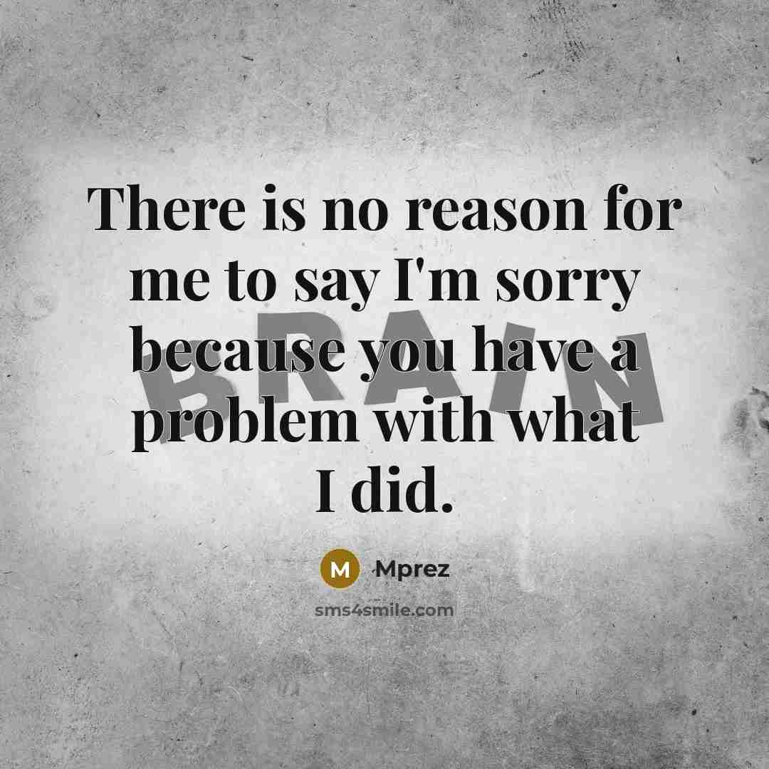 “There is no reason for me to say I'm sorry because you have a problem with what I did.” quote by Mprez