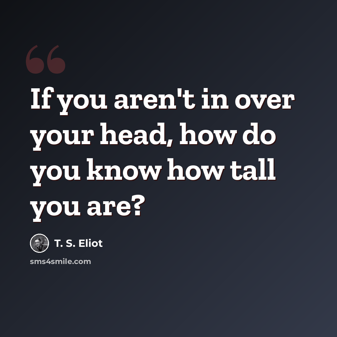 “If you aren't in over your head, how do you know how tall you are?” quote by T. S. Eliot