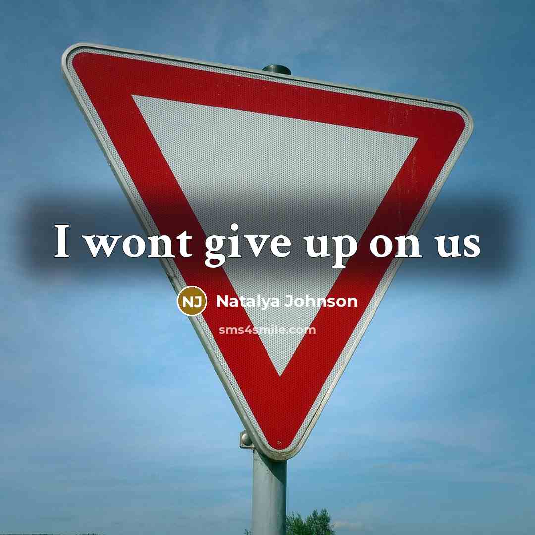 “I wont give up on us” quote by Natalya Johnson