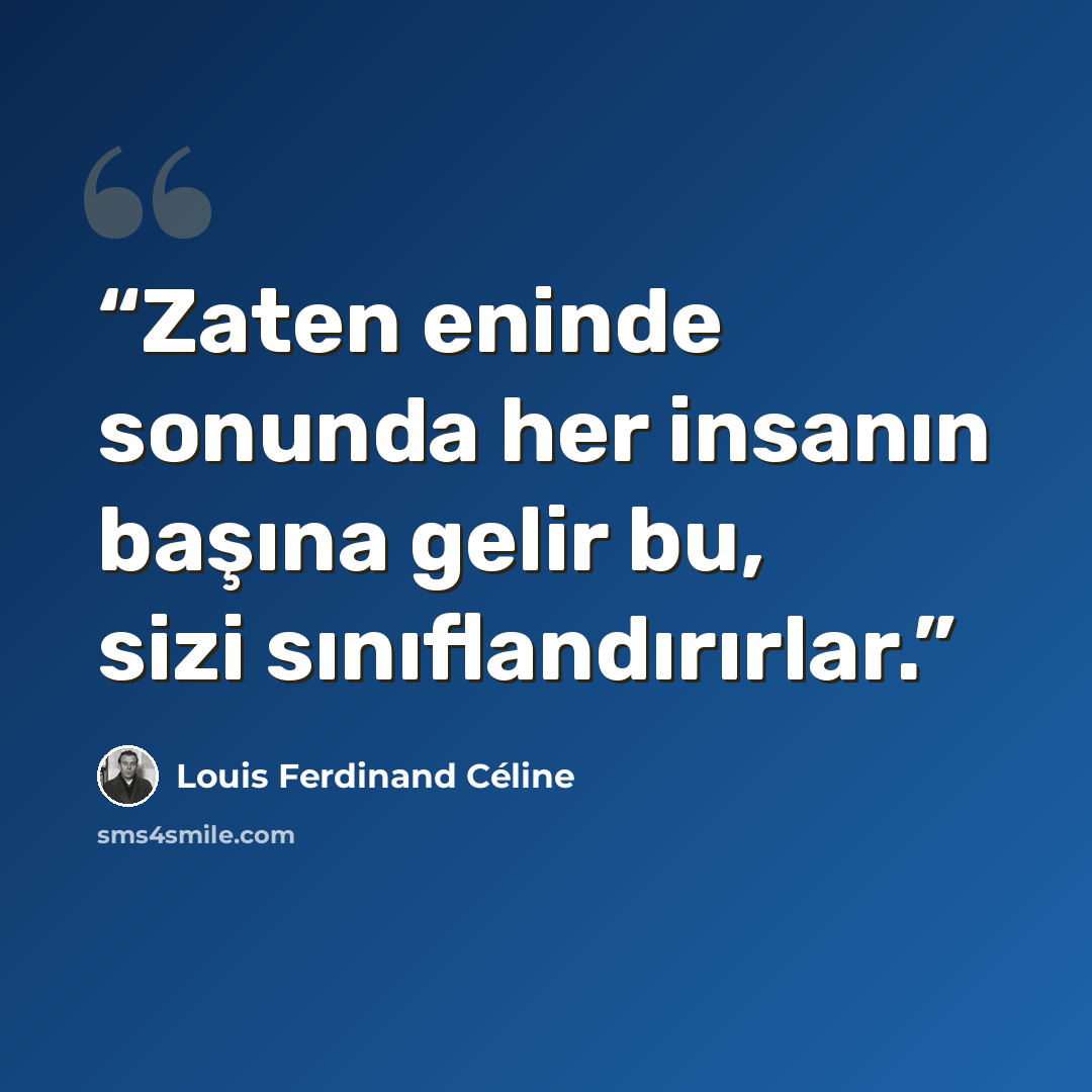“Zaten eninde sonunda her insanın başına gelir bu, sizi sınıflandırırlar.” quote by Louis Ferdinand Céline