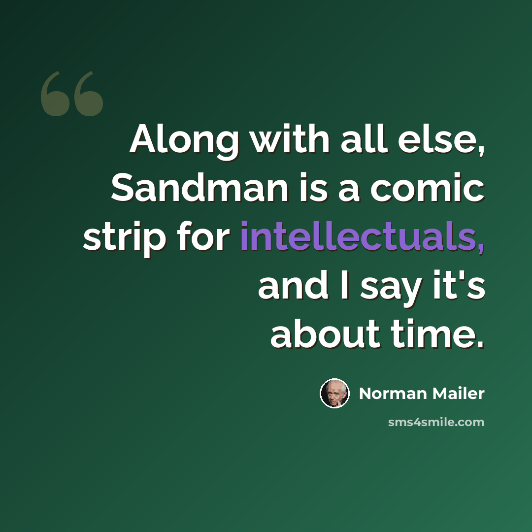 “Along with all else, Sandman is a comic strip for intellectuals, and I say it's about time.” quote by Norman Mailer