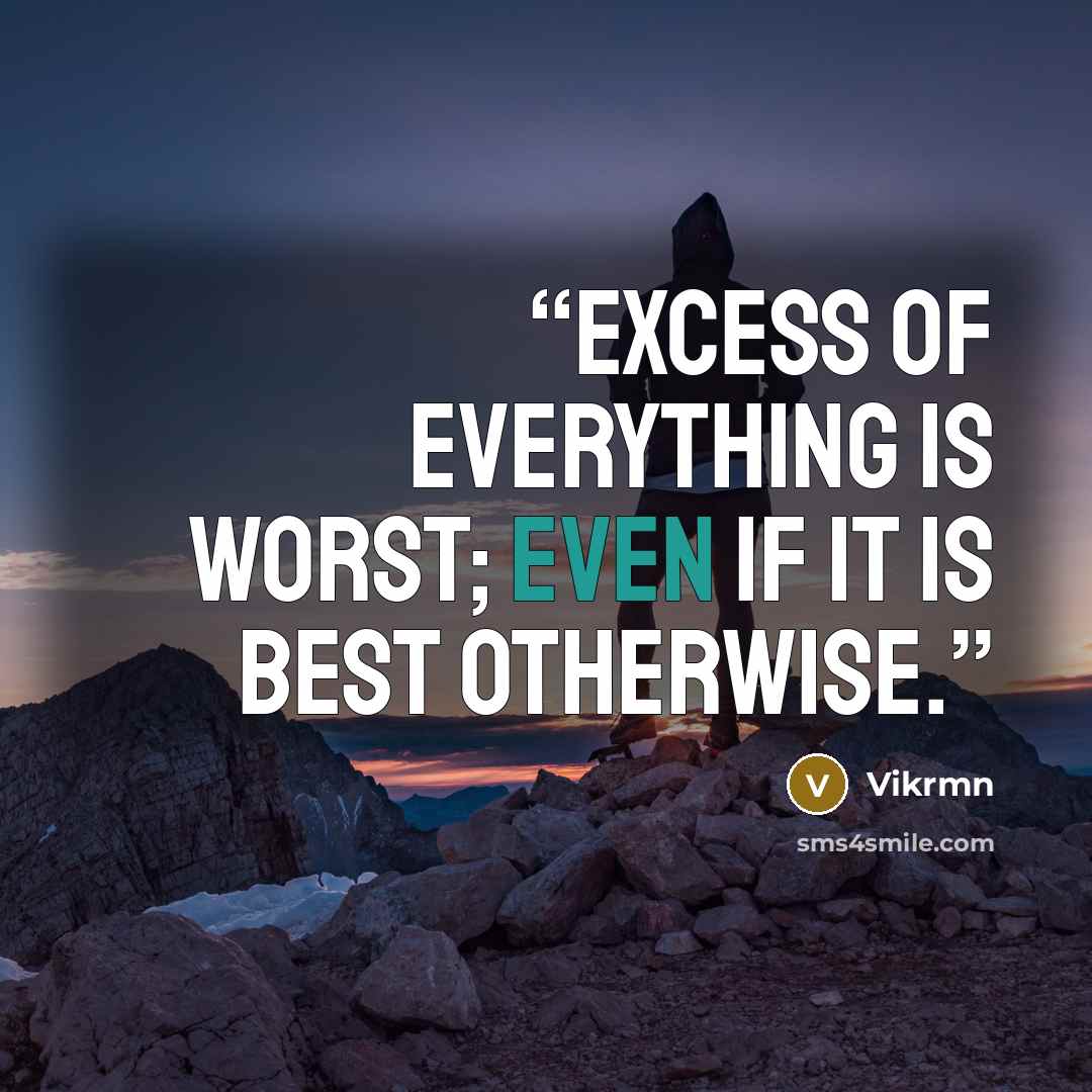 “Excess of everything is worst; even if it is best otherwise.” quote by Vikrmn