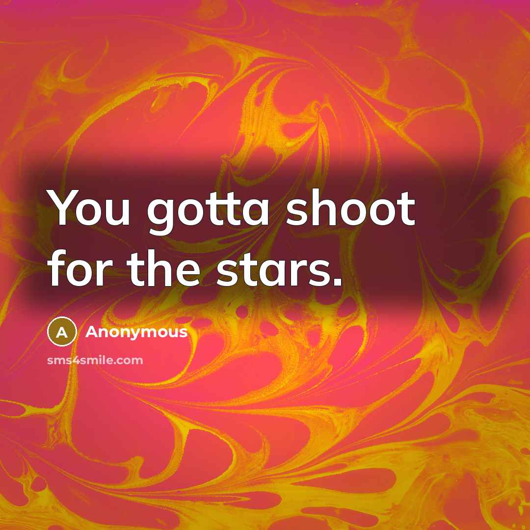 “You gotta shoot for the stars.” quote by Anonymous