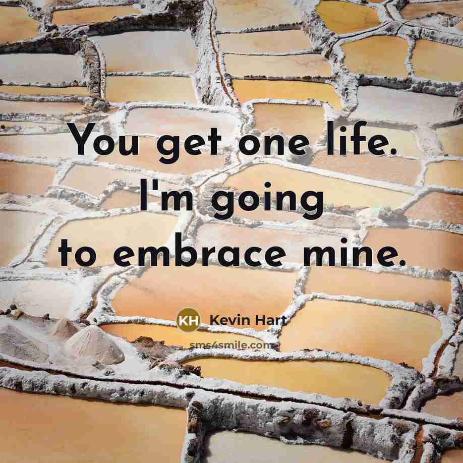 “You get one life. I'm going to embrace mine.” quote by Kevin Hart