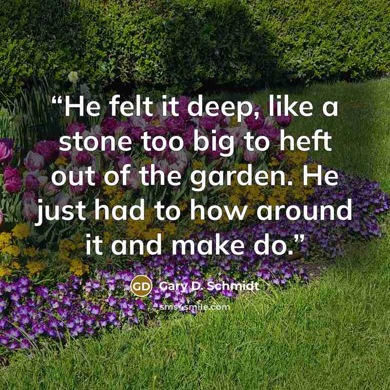 “He felt it deep, like a stone too big to heft out of the garden. He just had to how around it and make do.” quote by Gary D. Schmidt