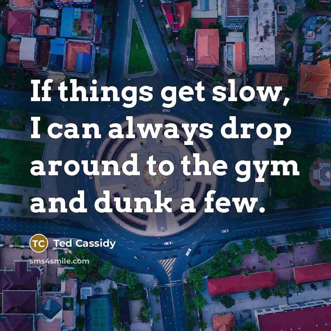 “If things get slow, I can always drop around to the gym and dunk a few.” quote by Ted Cassidy