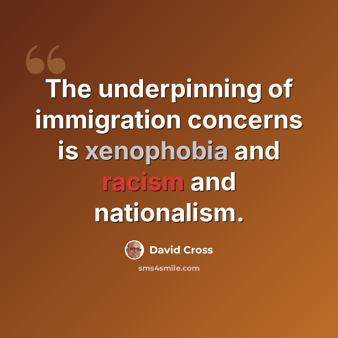 “The underpinning of immigration concerns is xenophobia and racism and nationalism.” quote by David Cross