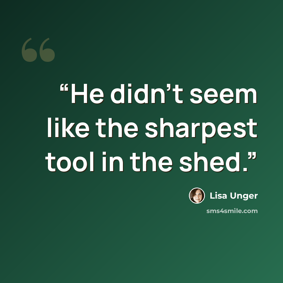 “He didn’t seem like the sharpest tool in the shed.” quote by Lisa Unger