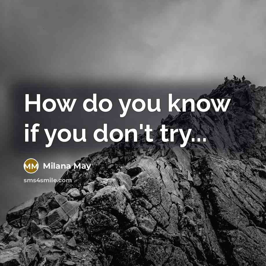 “How do you know if you don't try...” quote by Milana May