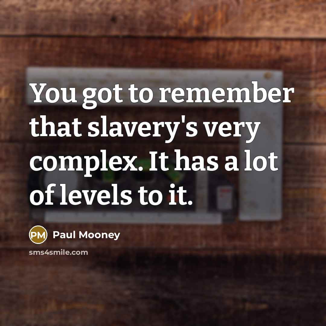 “You got to remember that slavery's very complex. It has a lot of levels to it.” quote by Paul Mooney