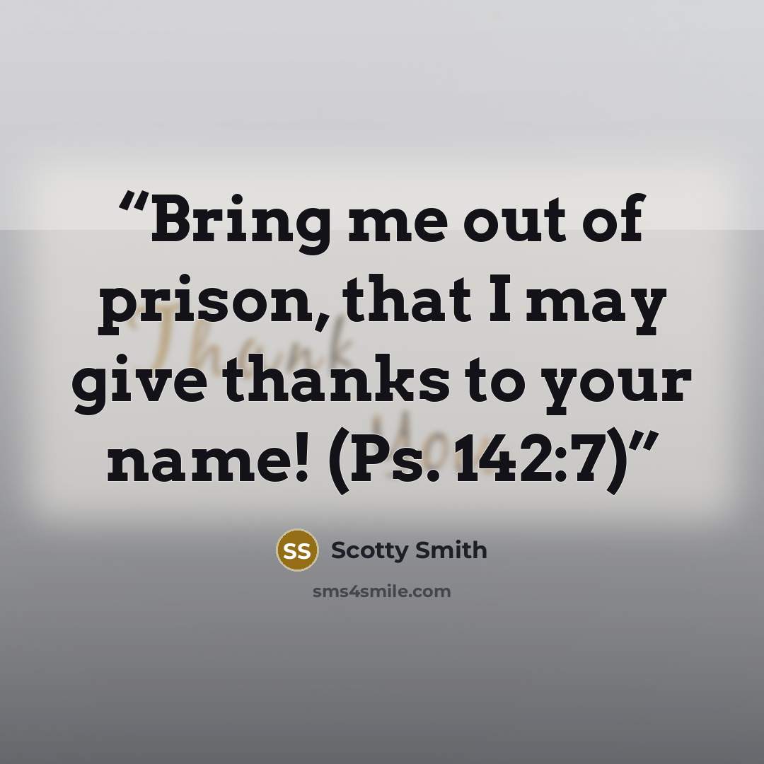 “Bring me out of prison, that I may give thanks to your name! (Ps. 142:7)” quote by Scotty Smith