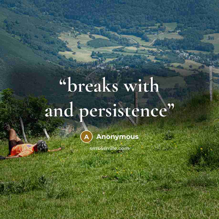 “breaks with and persistence” quote by Anonymous