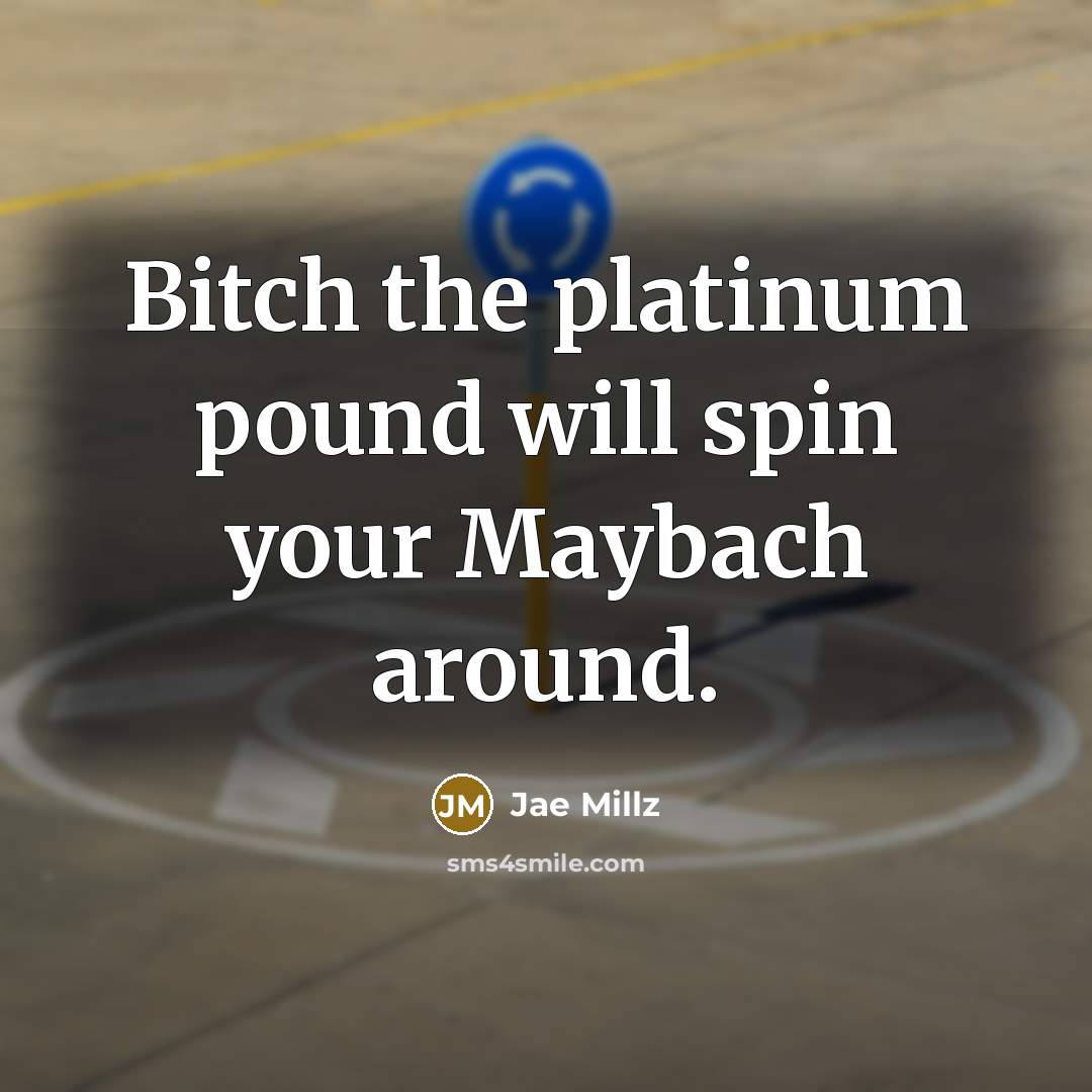 “Bitch the platinum pound will spin your Maybach around.” quote by Jae Millz