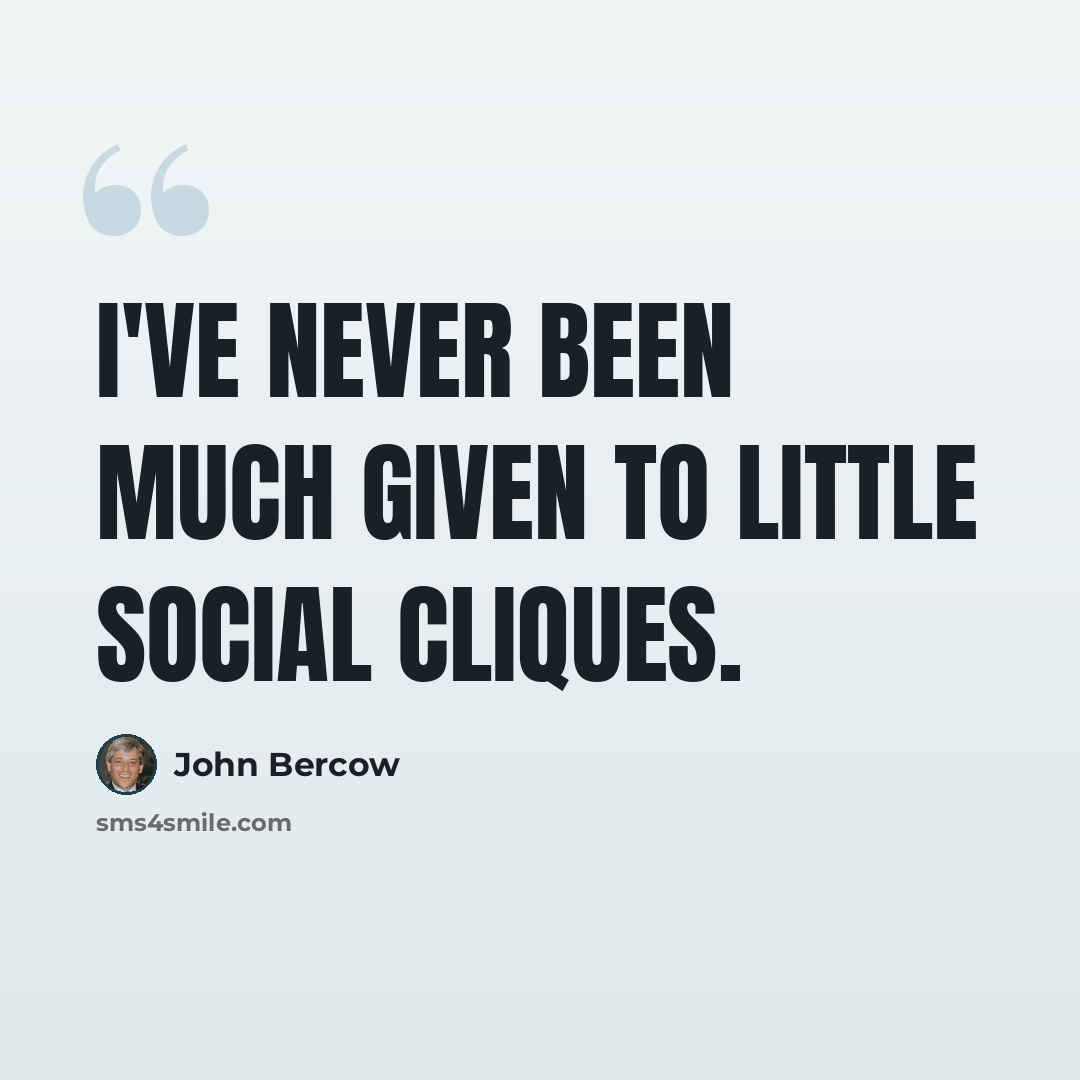 “I've never been much given to little social cliques.” quote by John Bercow