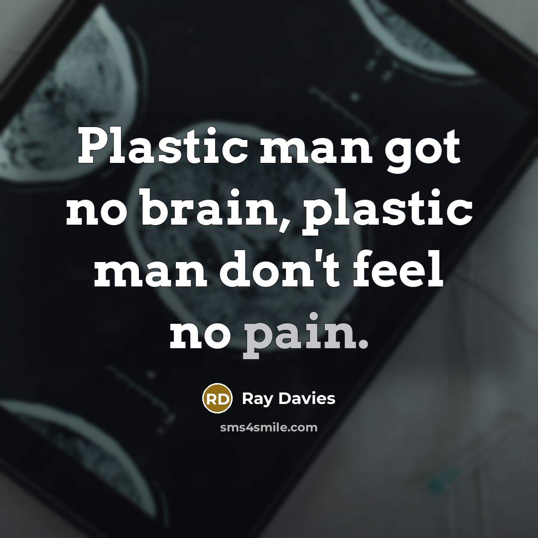 “Plastic man got no brain, plastic man don't feel no pain.” quote by Ray Davies