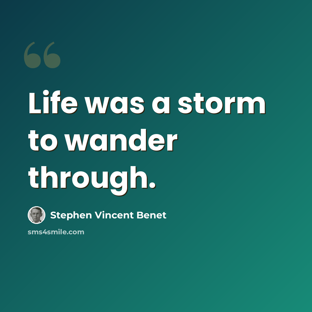 “Life was a storm to wander through.” quote by Stephen Vincent Benet