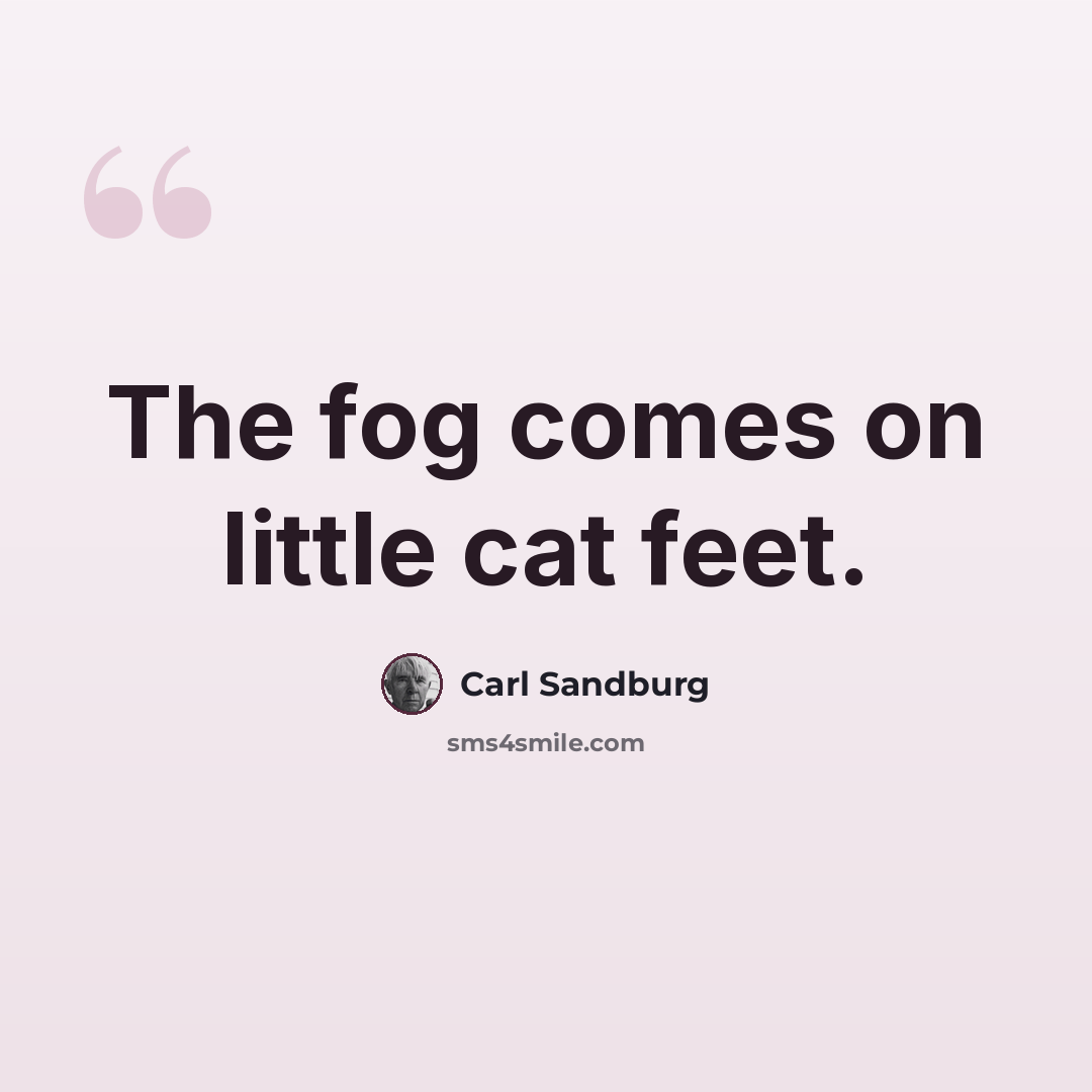 “The fog comes on little cat feet.” quote by Carl Sandburg