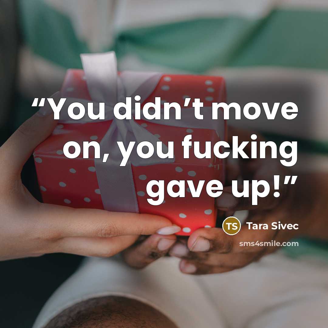 “​You didn’t move on, you fucking gave up!” quote by Tara Sivec