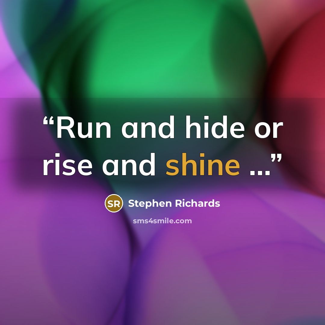 “Run and hide or rise and shine ...” quote by Stephen Richards