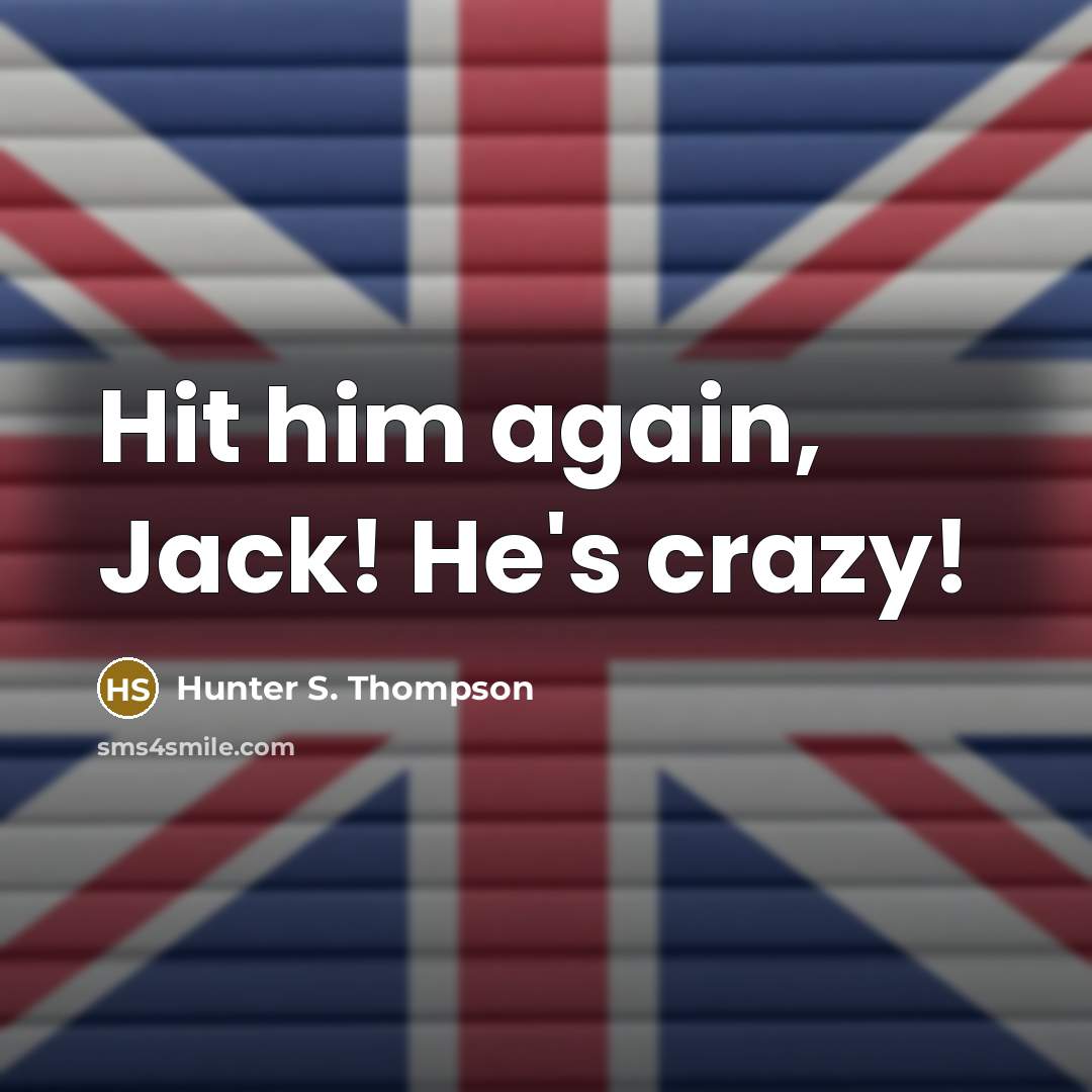 “Hit him again, Jack! He's crazy!” quote by Hunter S. Thompson