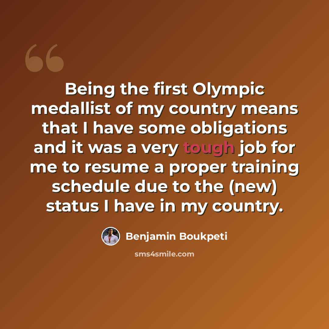 “Being the first Olympic medallist of my country means that I have some obligations and it was a very tough job for me to resume a proper training schedule due to the (new) status I have in my country.” quote by Benjamin Boukpeti