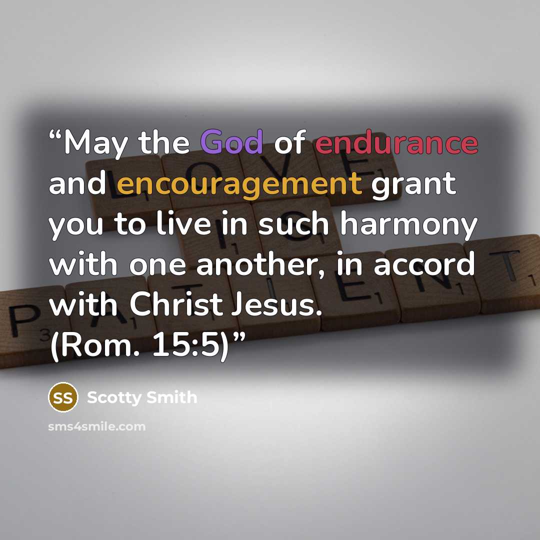 “May the God of endurance and encouragement grant you to live in such harmony with one another, in accord with Christ Jesus. (Rom. 15:5)” quote by Scotty Smith