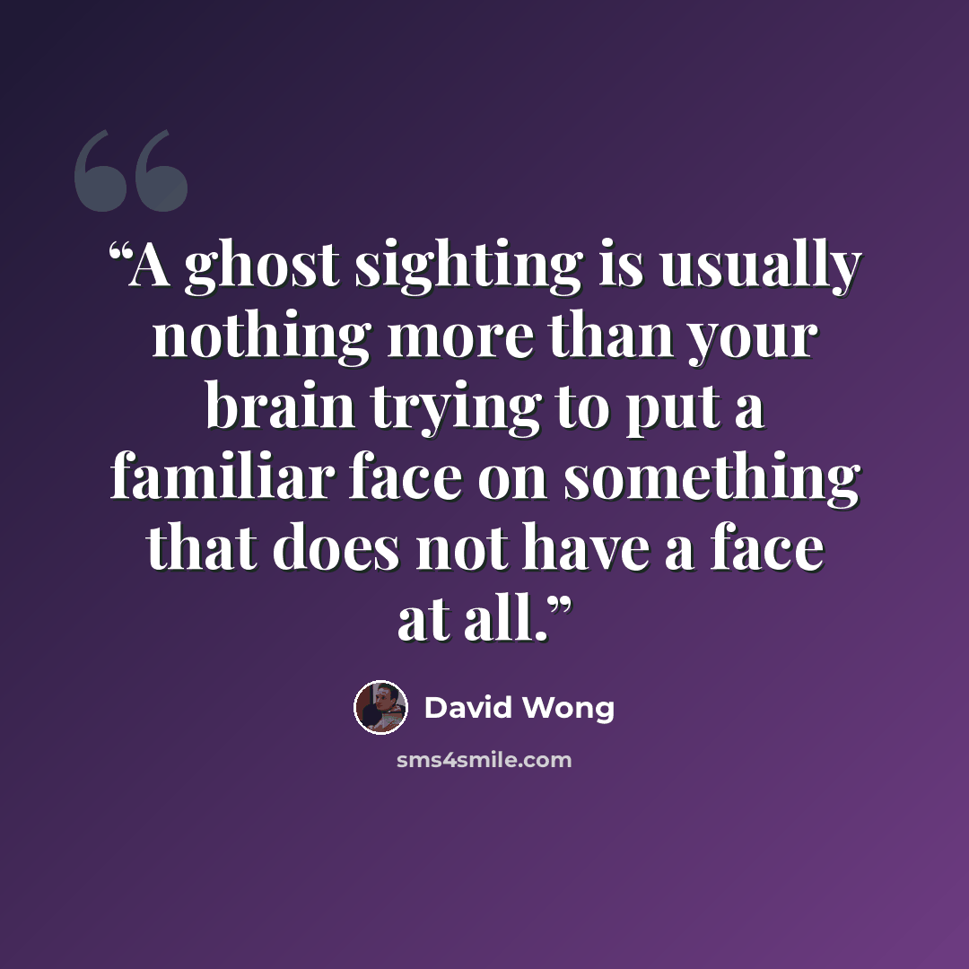 “A ghost sighting is usually nothing more than your brain trying to put a familiar face on something that does not have a face at all.” quote by David Wong