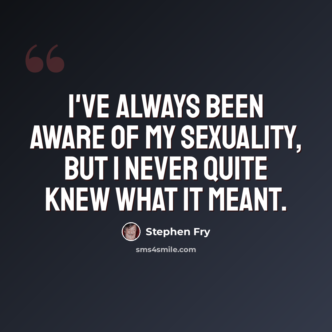 “I've always been aware of my sexuality, but I never quite knew what it meant.” quote by Stephen Fry
