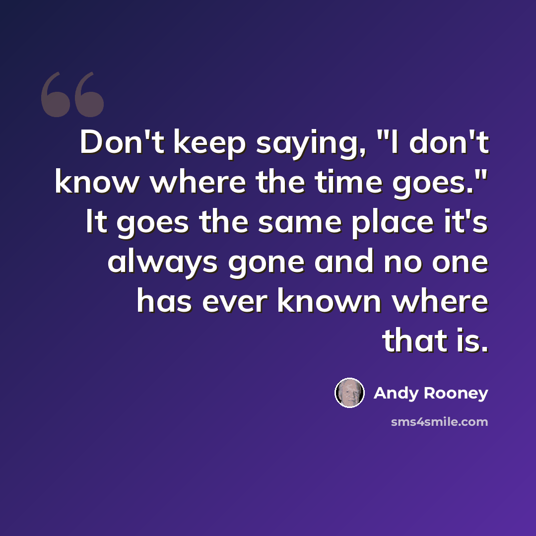 “Don't keep saying, "I don't know where the time goes." It goes the same place it's always gone and no one has ever known where that is.” quote by Andy Rooney