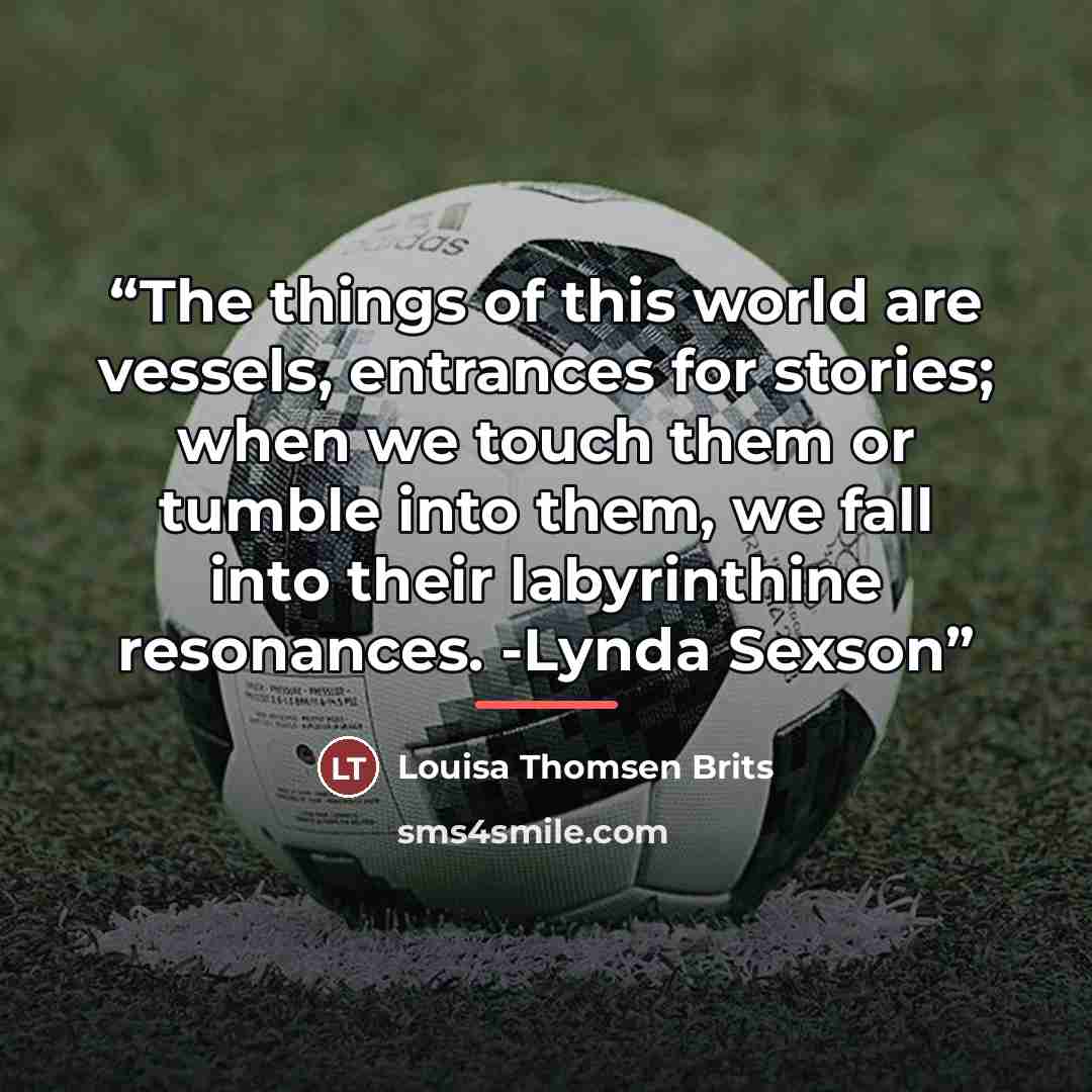 “The things of this world are vessels, entrances for stories; when we touch them or tumble into them, we fall into their labyrinthine resonances. -Lynda Sexson” quote by Louisa Thomsen Brits