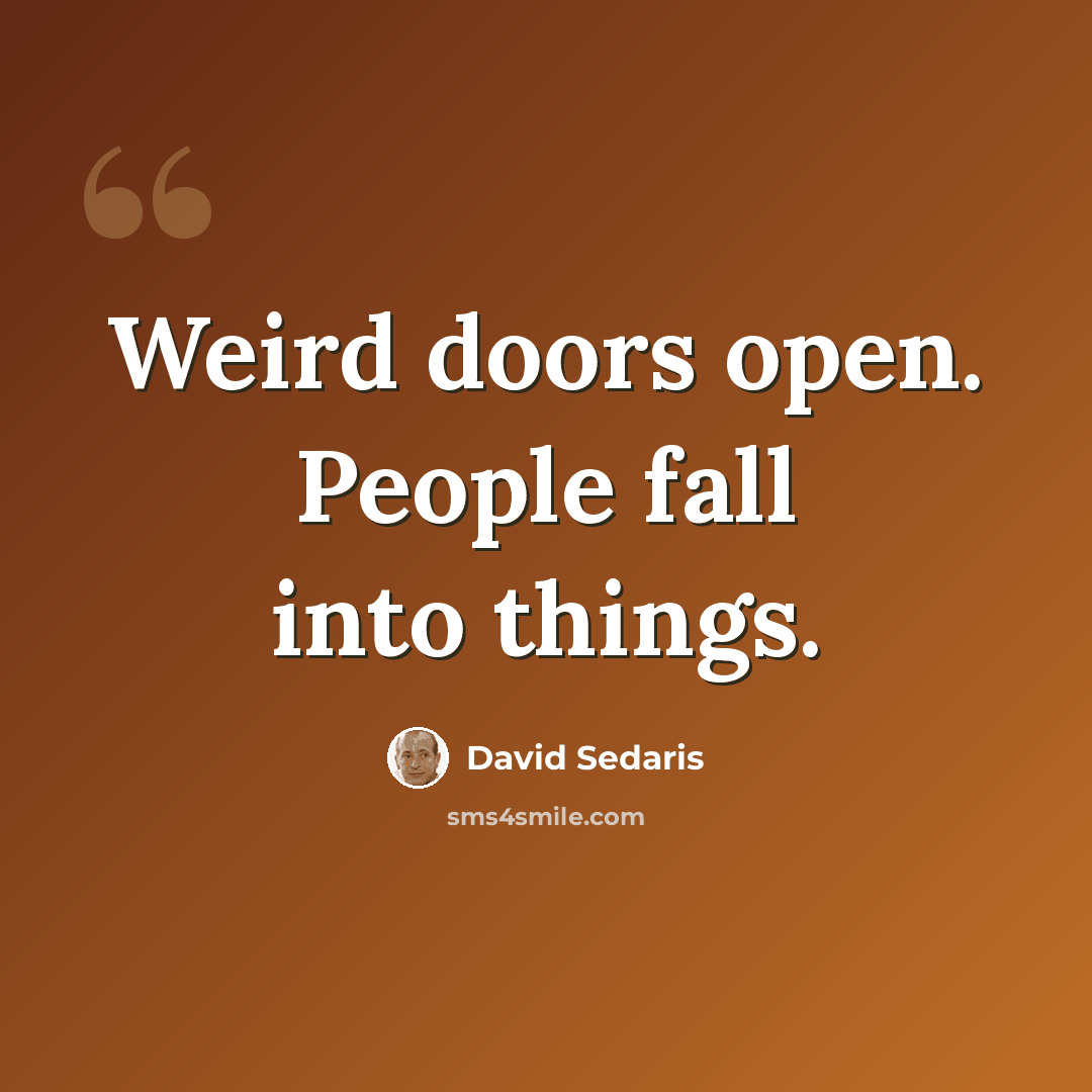 “Weird doors open. People fall into things.” quote by David Sedaris
