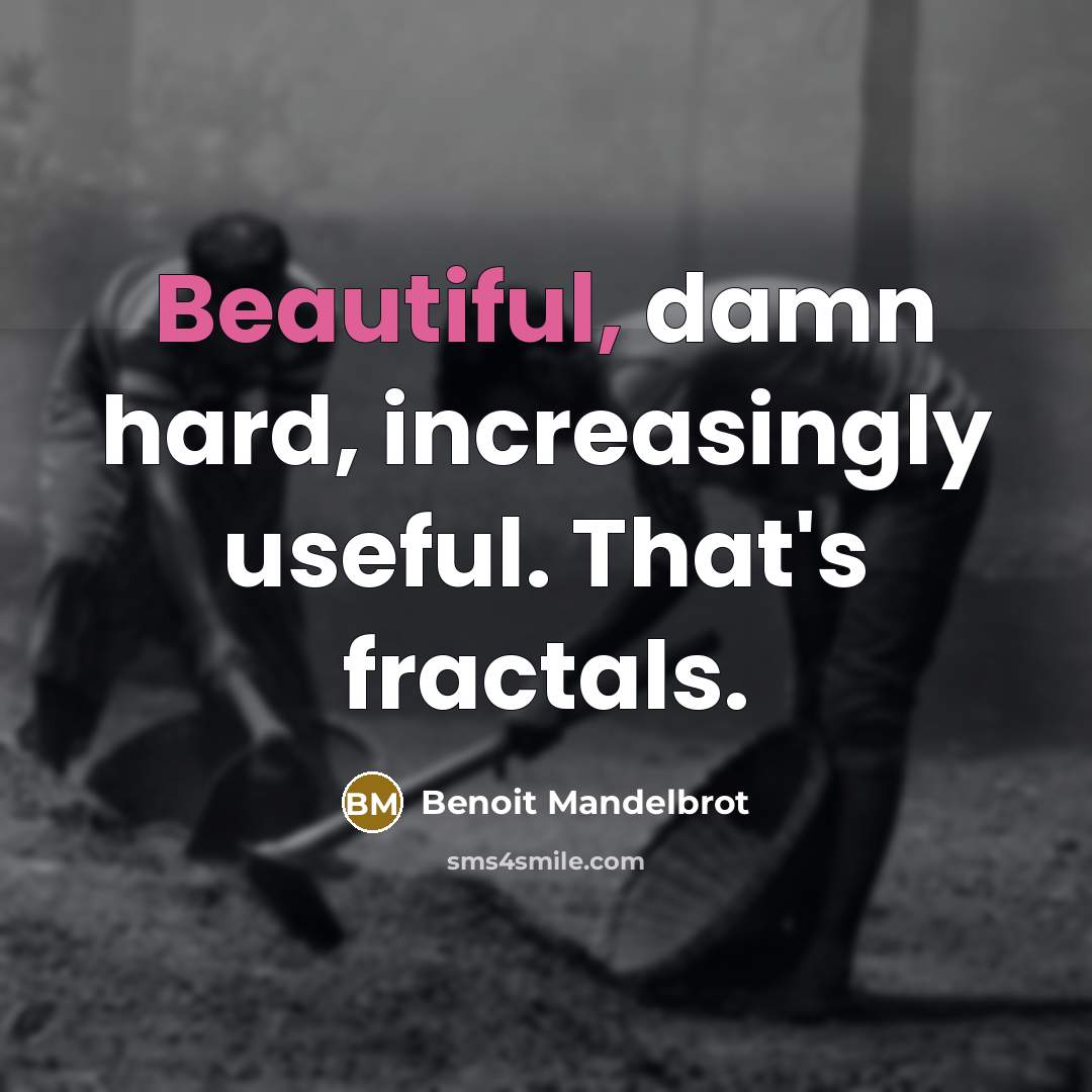 “Beautiful, damn hard, increasingly useful. That's fractals.” quote by Benoit Mandelbrot