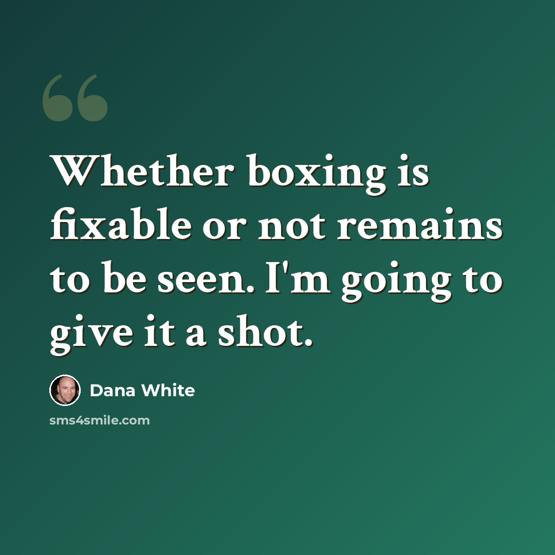 “Whether boxing is fixable or not remains to be seen. I'm going to give it a shot.” quote by Dana White