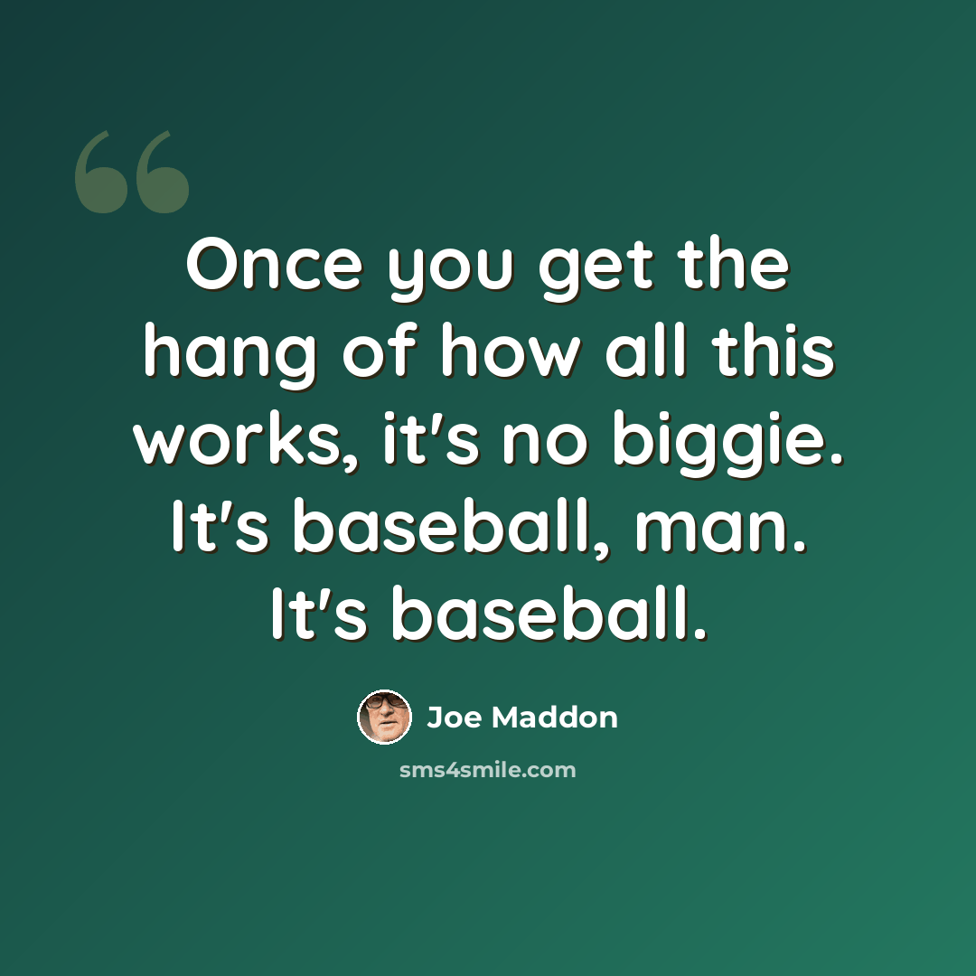 “Once you get the hang of how all this works, it's no biggie. It's baseball, man. It's baseball.” quote by Joe Maddon