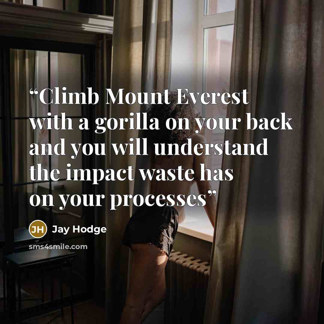 “Climb Mount Everest with a gorilla on your back and you will understand the impact waste has on your processes” quote by Jay Hodge