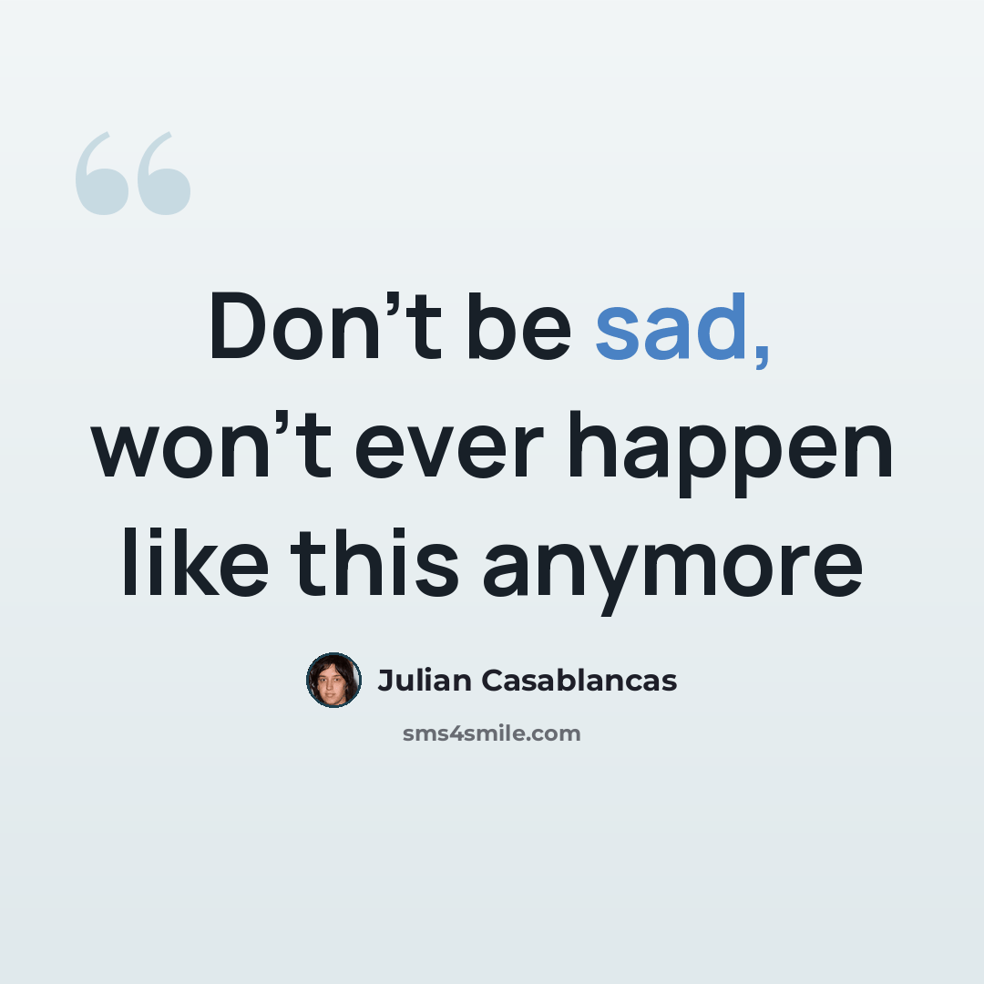 “Don't be sad, won't ever happen like this anymore” quote by Julian Casablancas
