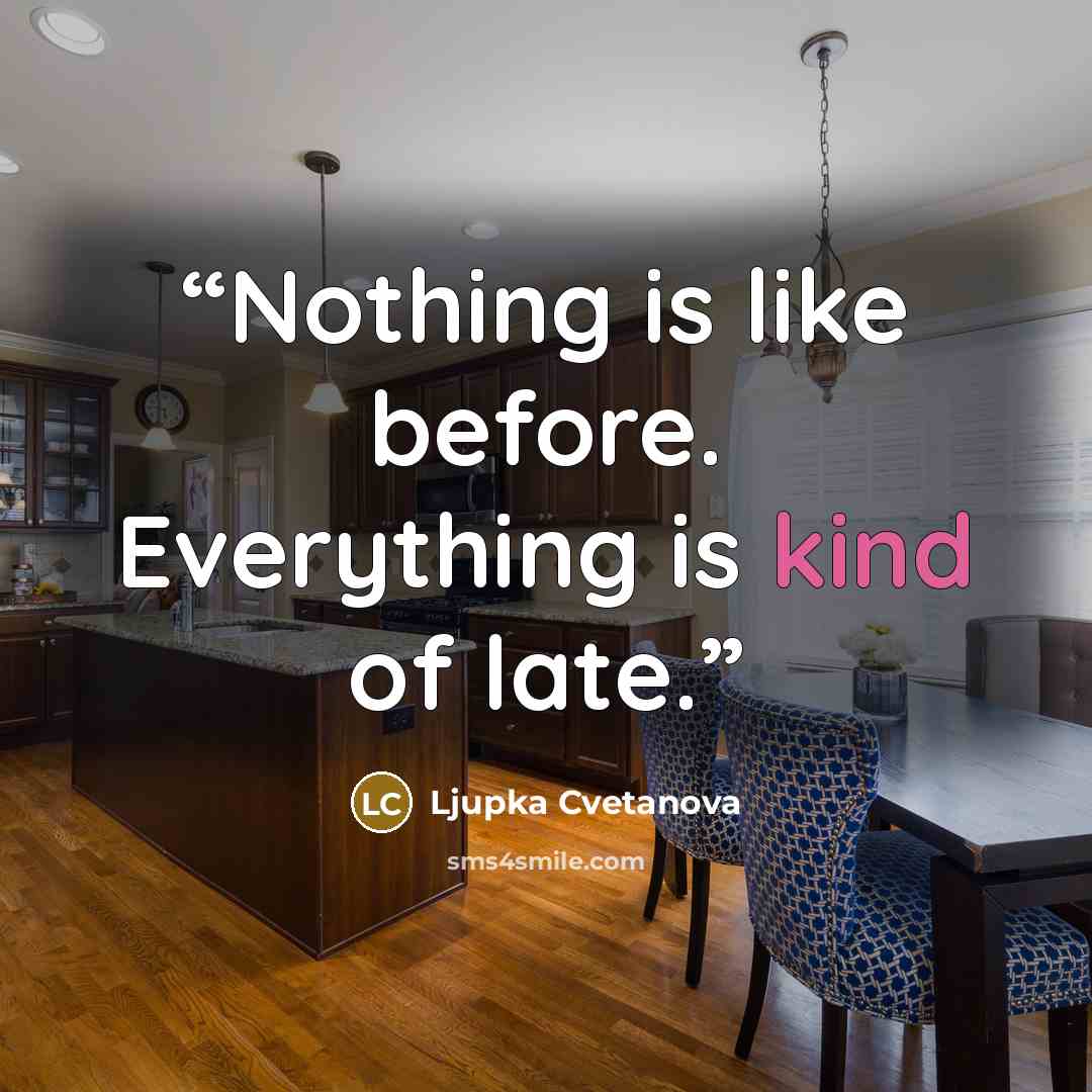 “Nothing is like before. Everything is kind of late.” quote by Ljupka Cvetanova