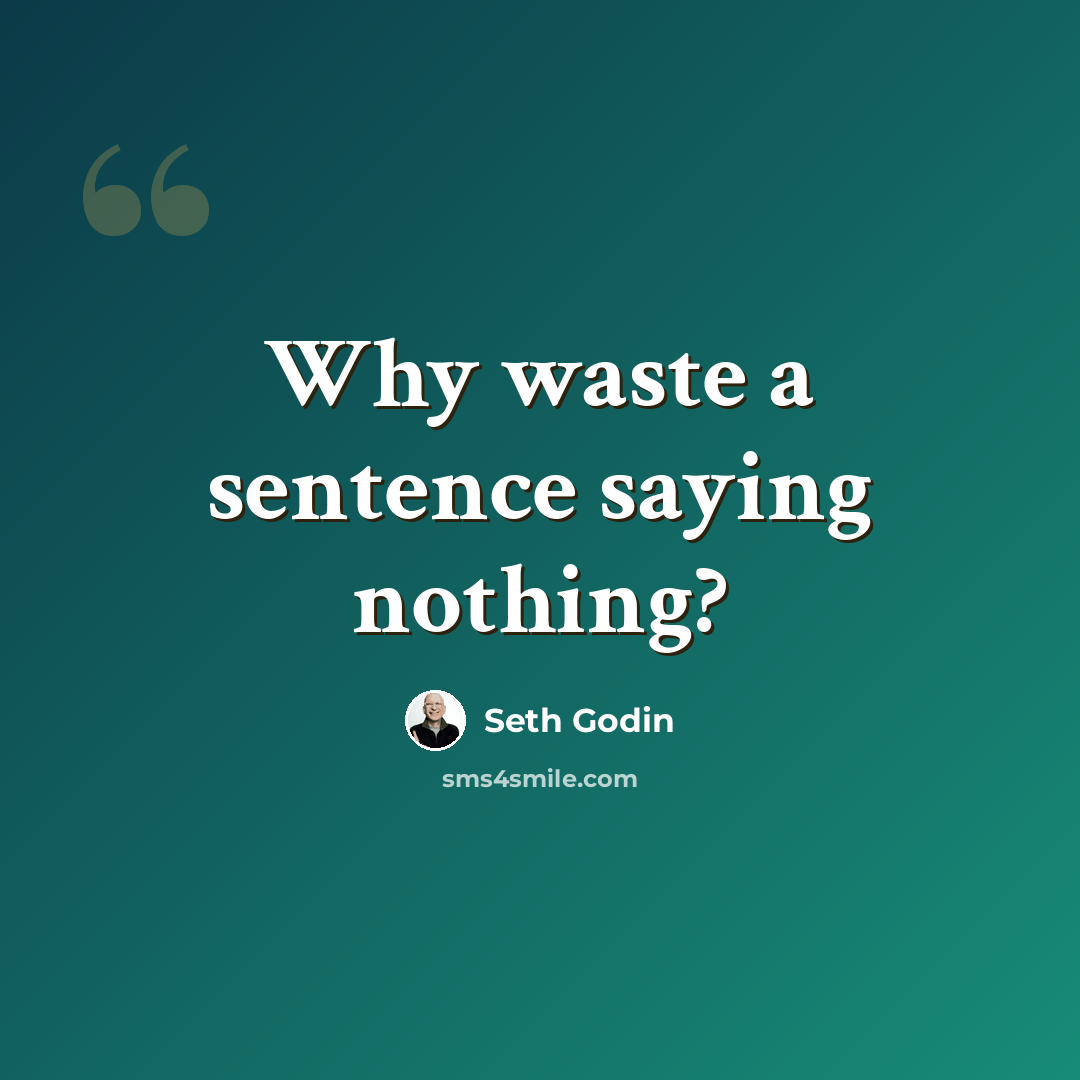 “Why waste a sentence saying nothing?” quote by Seth Godin