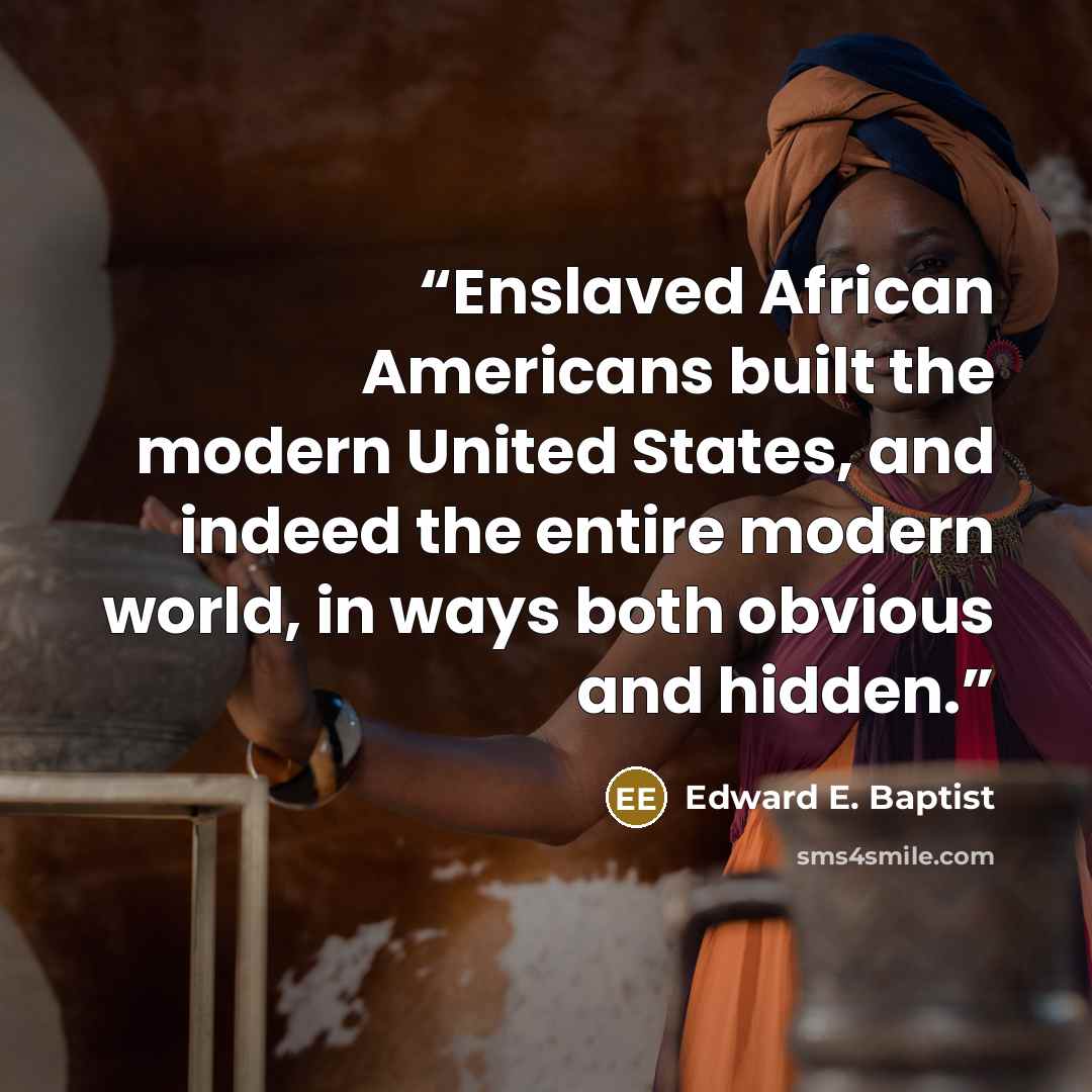 “Enslaved African Americans built the modern United States, and indeed the entire modern world, in ways both obvious and hidden.” quote by Edward E. Baptist