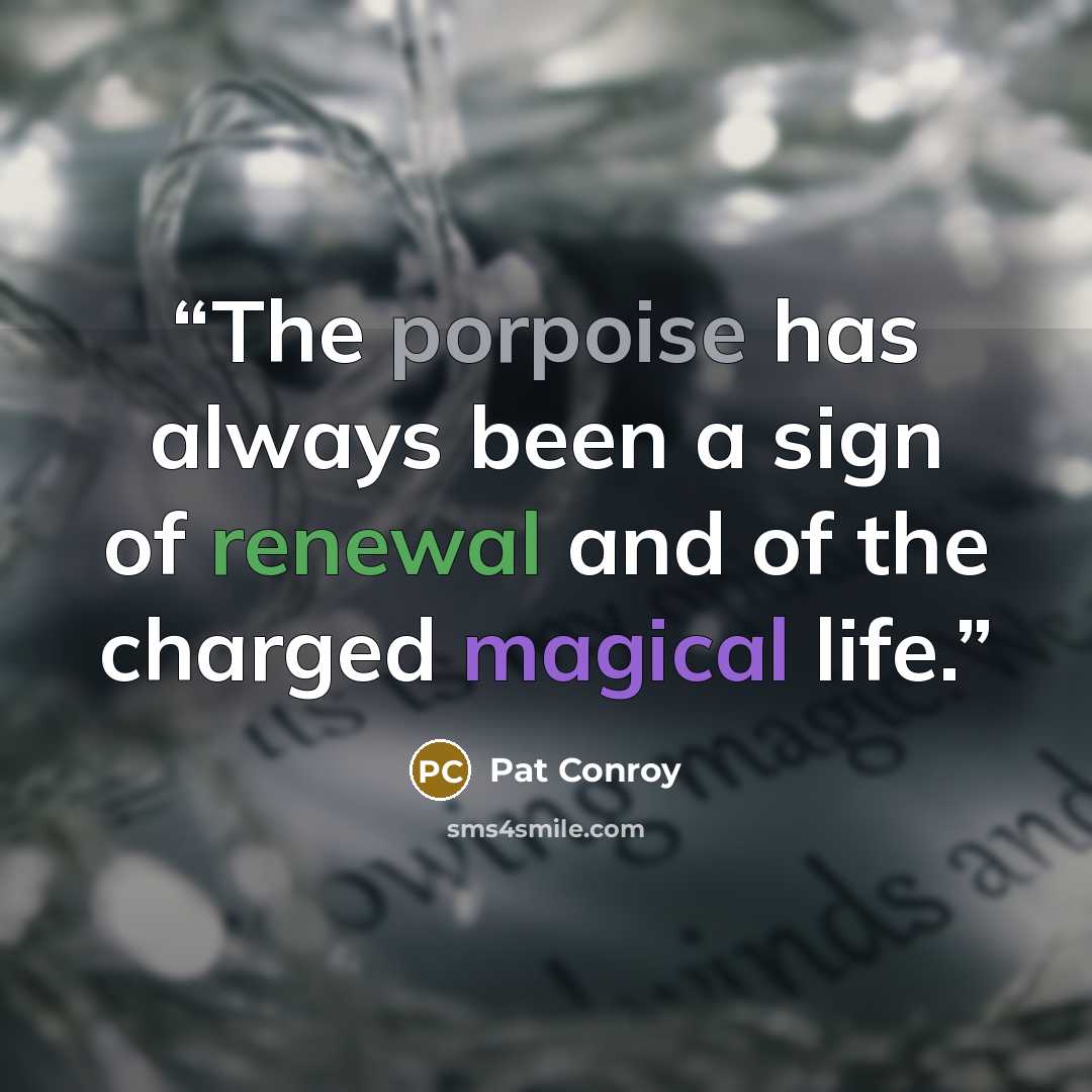 “The porpoise has always been a sign of renewal and of the charged magical life.” quote by Pat Conroy
