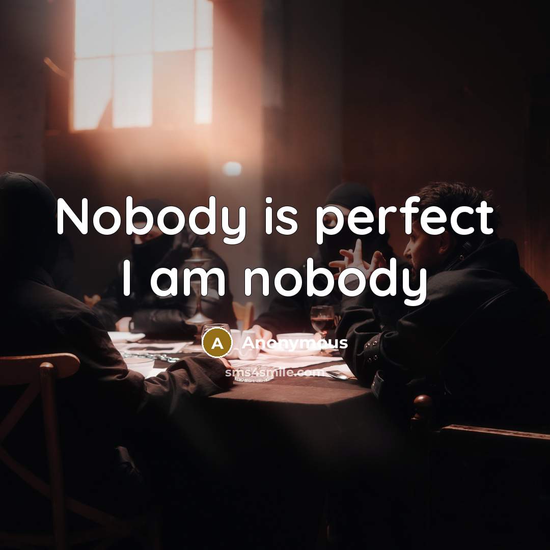 “Nobody is perfect I am nobody” quote by Anonymous