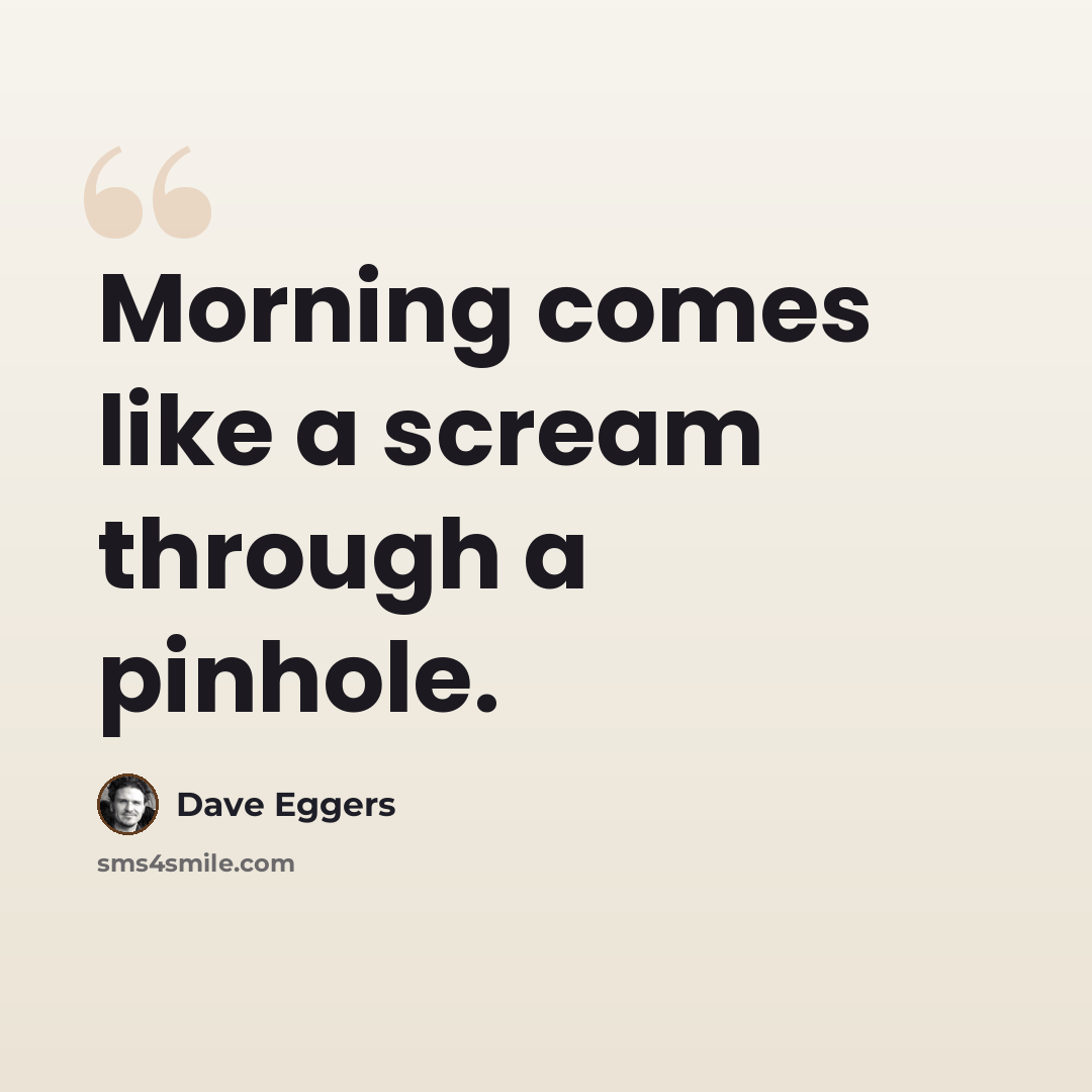 “Morning comes like a scream through a pinhole.” quote by Dave Eggers