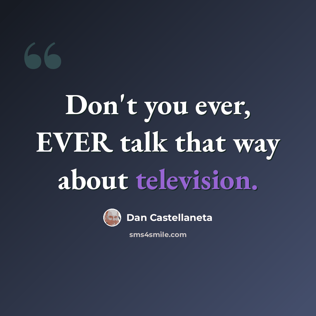 “Don't you ever, EVER talk that way about television.” quote by Dan Castellaneta