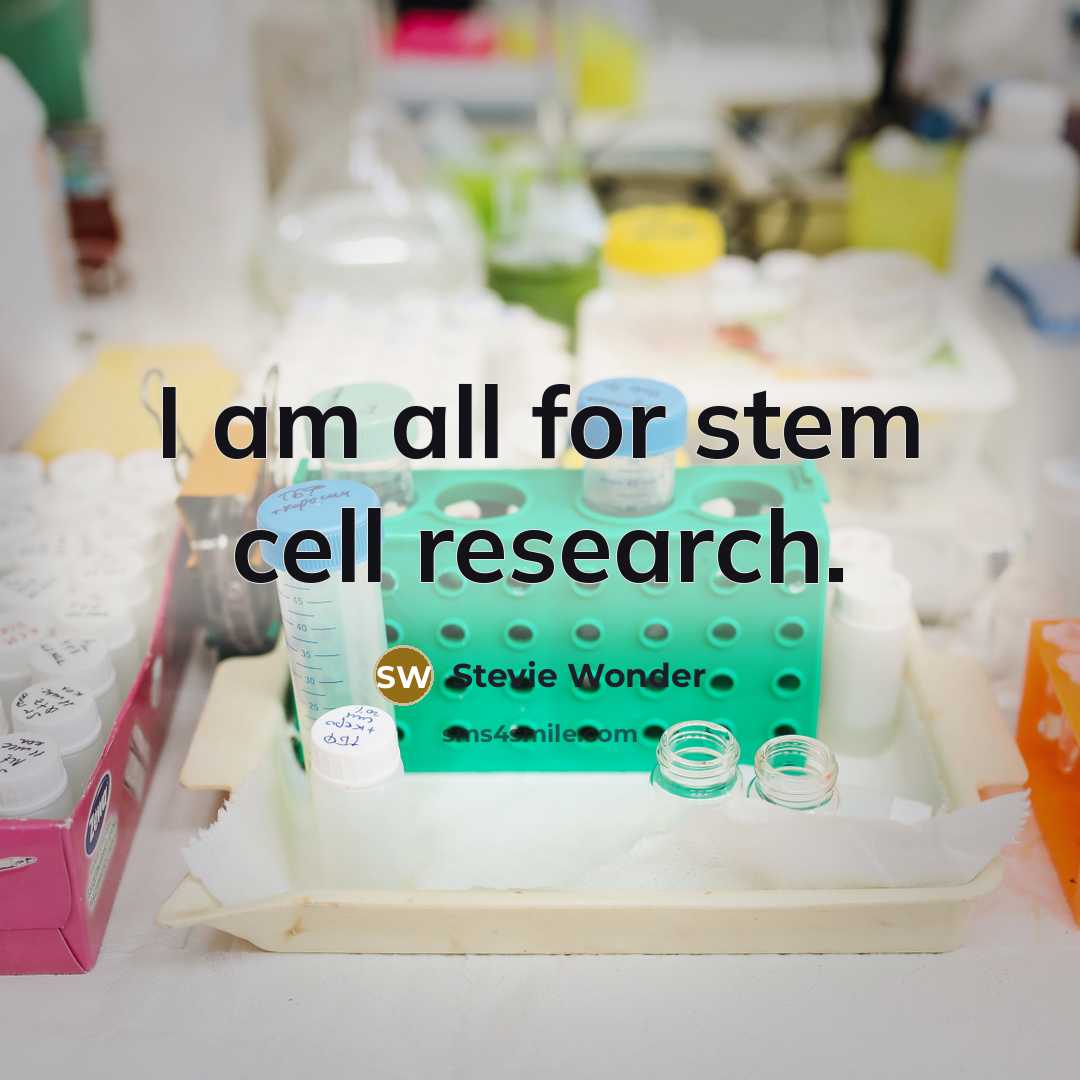 “I am all for stem cell research.” quote by Stevie Wonder